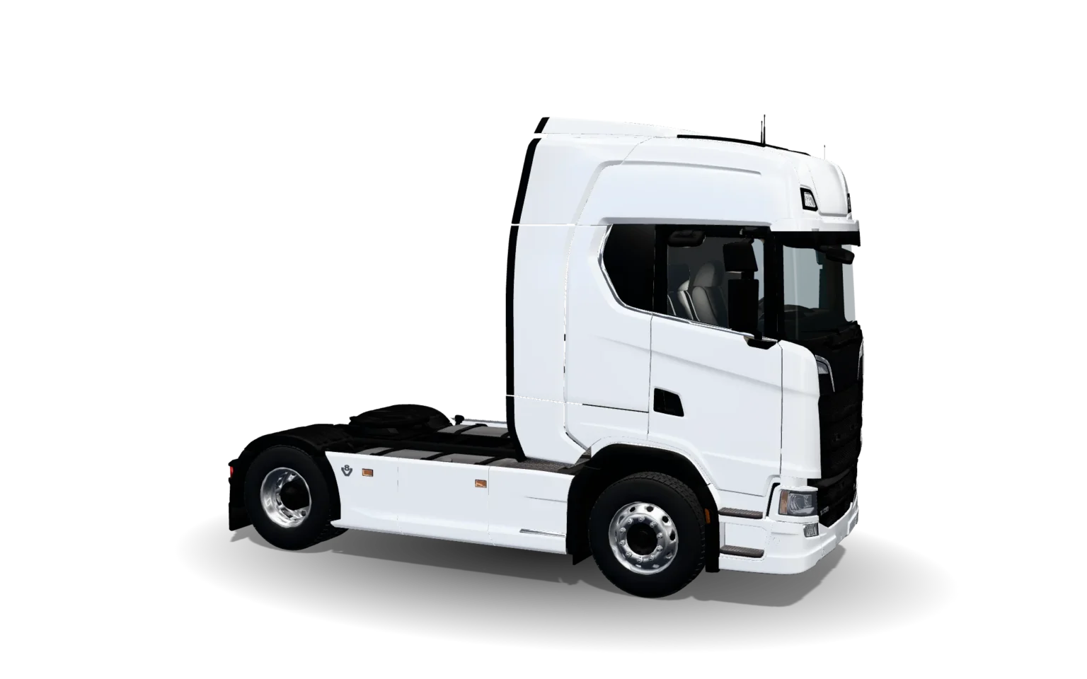 Camion blanc avec vitres de cabine teintées : simulation de vitres teintées poids lourd à L’Union